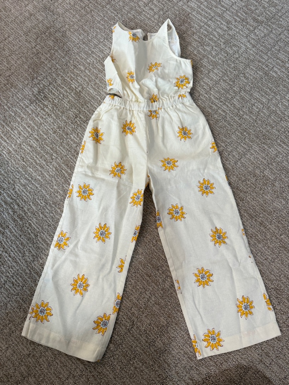 Zara Kids Sleeveless Cream Floral Wide-Leg Jumpsuit Size 6-7 Years